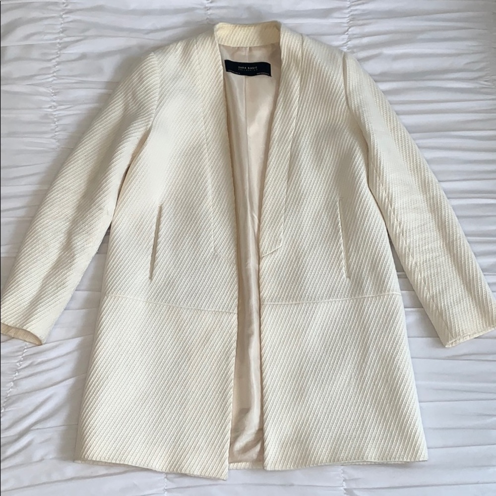 Zara Off White Frock Mid Length Coat